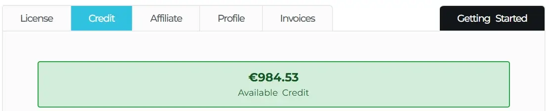 Available Credit in the membership account